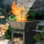 Firepits UK Box Tower with Log Store and Two Swing Arm BBQ Racks BTLSSWA/2