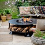 Firepits UK Flat Ring of Logs with Swing Arm BBQ Rack 120cm FLTROL120SWA