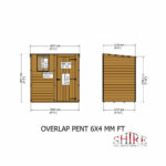 Shire Dip Treated Overlap Pent Shed Single Door (6x4) OVEP0604DOL-1AA 5060490134505