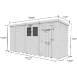 Total Sheds (14x4) Pressure Treated Pent Shed