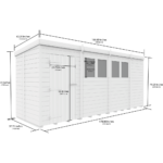 Total Sheds (15x5) Pressure Treated Pent Shed