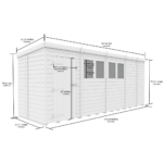 Total Sheds (17x5) Pressure Treated Pent Shed