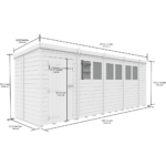 Total Sheds (18x5) Pressure Treated Pent Shed