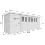 Total Sheds (19x5) Pressure Treated Pent Shed