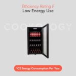 CBC98BK Under-Counter Fridge, 98 Litre Beer, Wine and Drinks Fridge with Adjustable Temperature Control, LED Light, Suitable for Cans and Bottles, Energy Efficient - in Black - Image 5