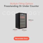 CBC98BK Under-Counter Fridge, 98 Litre Beer, Wine and Drinks Fridge with Adjustable Temperature Control, LED Light, Suitable for Cans and Bottles, Energy Efficient - in Black - Image 2