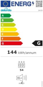 54 Bottle Wine Cellar Fridge with Digital Touch Screen Controls, 135L Capacity Cooler Cabinet, Black - DH78 - Image 10