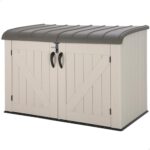 6 x 3.5 ft Heavy Duty Low Plastic Shed Horizontal Storage Box - Desert Sand/White