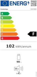 CBC98BK Under-Counter Fridge, 98 Litre Beer, Wine and Drinks Fridge with Adjustable Temperature Control, LED Light, Suitable for Cans and Bottles, Energy Efficient - in Black - Image 7