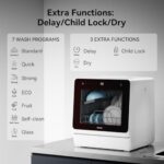 Table Top Dishwasher 7+3 Programmes, Mini Countertop Dishwasher with 5 Place Settings, Delayed Star Function & Child Lock - Image 3