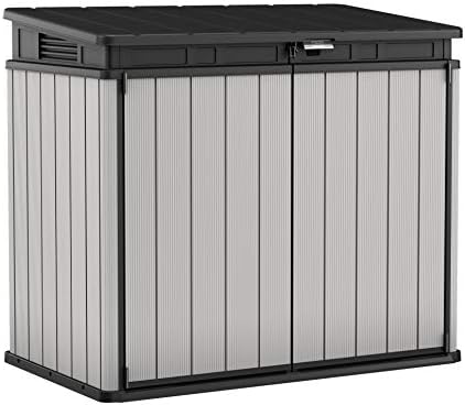 416q8HLhltL._AC_.jpg Store It Out Premier XL Outdoor Garden Storage Shed, Grey and Black, 141 x 82 x 123.5 cm - Image 1