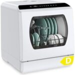 Hermitlux Table Top Dishwasher for 5 Place Settings (5L Tank), Tabletop Dishwasher no Plumbing with 6 Programmes Including 360° Spray Arms | Hot - Air Drying | Energy Class D | No Installation