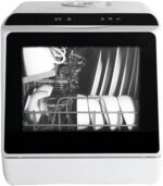 eklipt Table Top Dishwasher, Mini Countertop Dishwasher with 6 Programs, Built-in 5L Water Tank Dual Water Supply Modes with Touch Control, LED Display, Drying Cycle & Fruit Wash