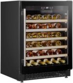 54 Bottle Wine Cellar Fridge with Digital Touch Screen Controls, 135L Capacity Cooler Cabinet, Black - DH78