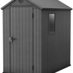 Keter Darwin Outdoor Apex Single Door Garden Storage Shed 6 x 4ft Grey Wood Look and Feel | Fade Free | All Weather Resistant | Safe and Secure | Zero Maintenance | 15 year Warranty