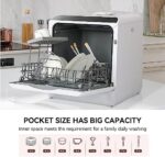 eklipt Table Top Dishwasher, Mini Countertop Dishwasher with 6 Programs, Built-in 5L Water Tank Dual Water Supply Modes with Touch Control, LED Display, Drying Cycle & Fruit Wash - Image 5