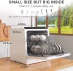 Hermitlux Table Top Dishwasher for 5 Place Settings (5L Tank), Tabletop Dishwasher no Plumbing with 6 Programmes Including 360° Spray Arms | Hot - Air Drying | Energy Class D | No Installation - Image 2
