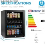 Super65 LED - Table-Top Fridge | 65L Beer, Wine & Drinks Fridge | LED Light + Lock & Key | Energy Efficient (Black) - Image 7