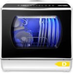 AIRMSEN Mini Table Top Dishwasher - Upgraded 6 Programs Portable Countertop Dishwasher No Plumbing with 2 Water Supply Modes for Kitchen Apartment Outdoor - with Baby Care Mode