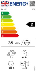 Duronic Table Top Dishwasher DW5 WE 950W Compact Tabletop Dish Washer Mini 5L Dishwashers with 8 Wash Cycles Electric Countertop Cleaner for Quick Eco Cleaning Plates Glass...
