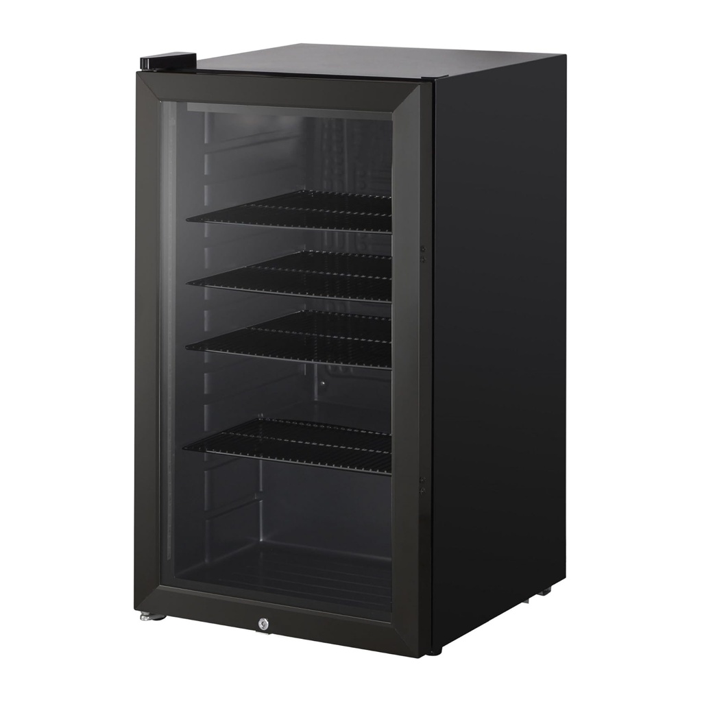 product_gmc_1024 CBC98BK Under-Counter Fridge, 98 Litre Beer, Wine and Drinks Fridge with Adjustable Temperature Control, LED Light, Suitable for Cans and Bottles, Energy Efficient - in Black - Image 1